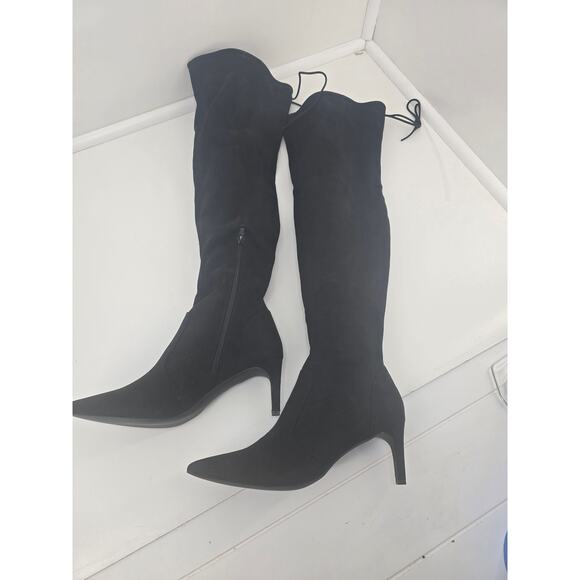 Alyssandra Black Over the Knee Boots Women’s Size 8 Heeled Pointed Toe - Picture 5 of 7